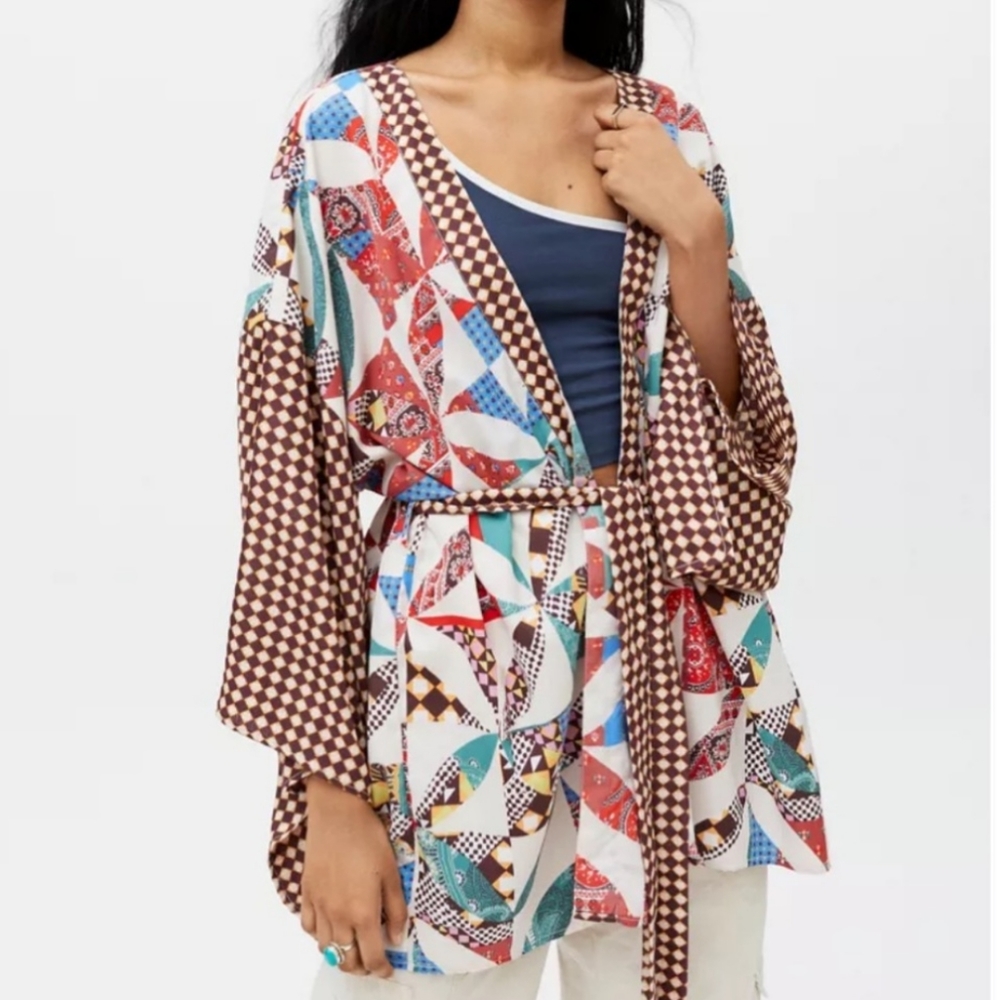 UO Willow Patchwork Kimono Sleeve Robe OS